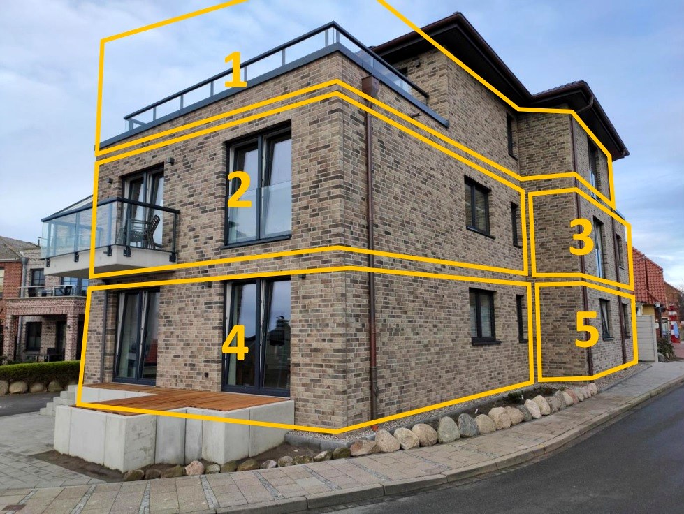 Lageplan der fünf Appartements am Haus